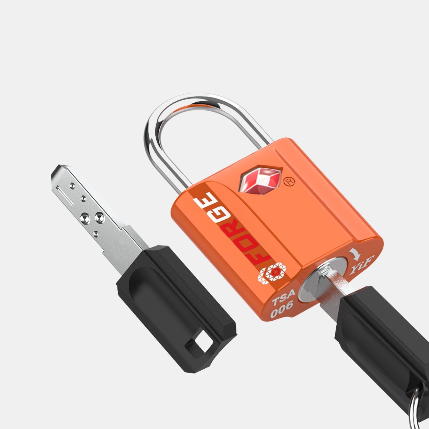 TSA Approved Dimple Key Luggage Lock - TSA006 Key, Ultra-Secure Small Size Lock. Orange 4 Locks