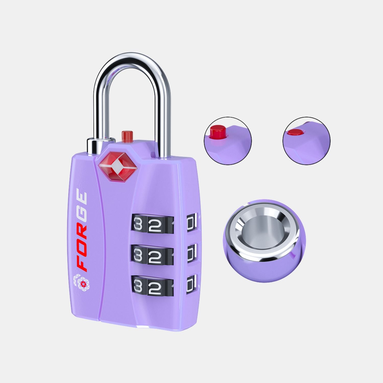 TSA-Approved Luggage Locks: 3-Digit Combination, Open Alert Indicator, Light Purple 4 Locks