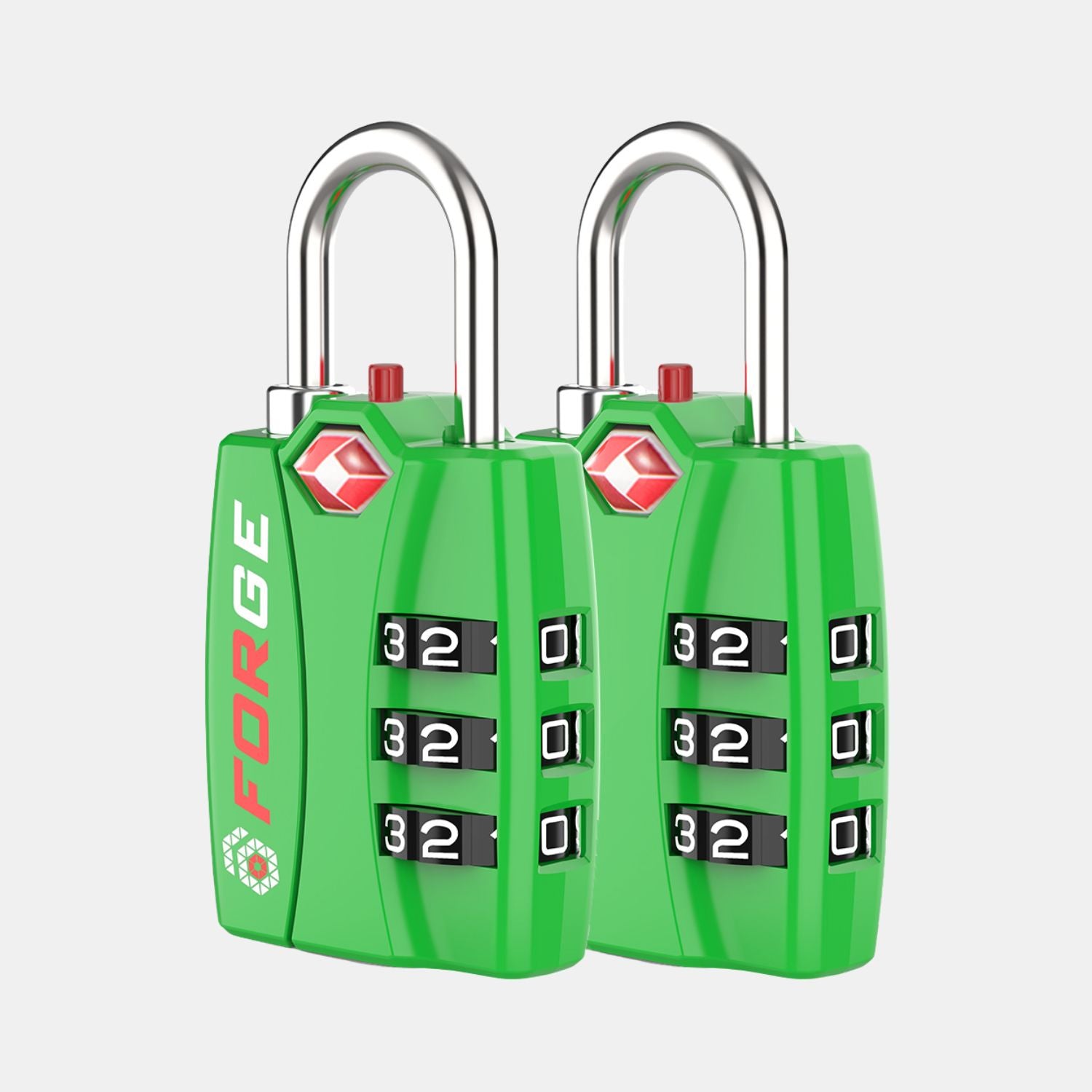 TSA-Approved Luggage Locks: 3-Digit Combination, Open Alert Indicator, Green 2 Locks