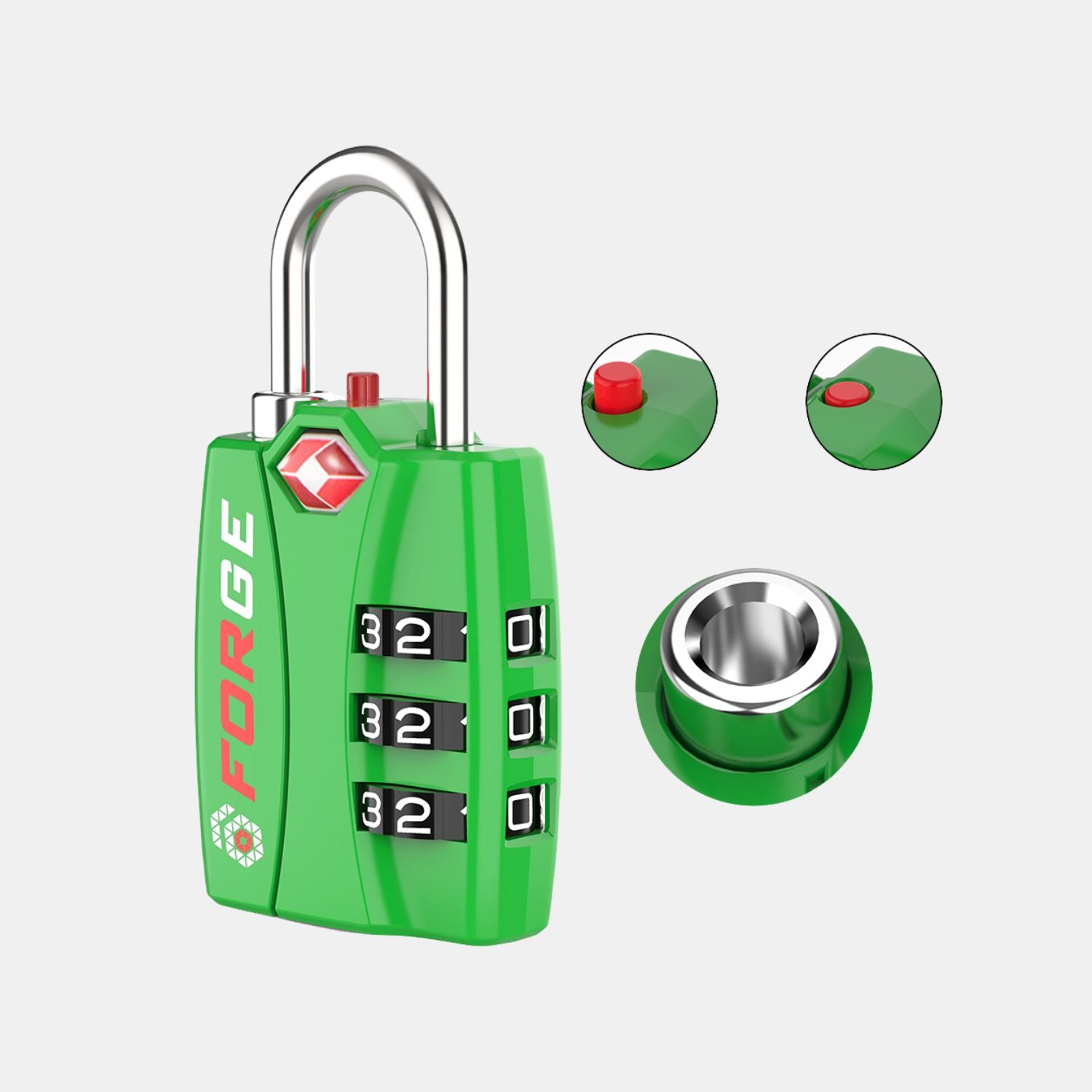 TSA-Approved Luggage Locks: 3-Digit Combination, Open Alert Indicator, Green 2 Locks