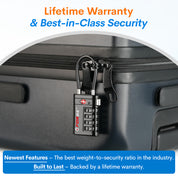 Forge TSA Approved Luggage Locks 4 Digit Combination TSA Travel Locks with TSA008, Open Alert Indicator, Zinc Alloy Body for Luggage, Suitcase, Backpack, and More. Black 2 Locks.