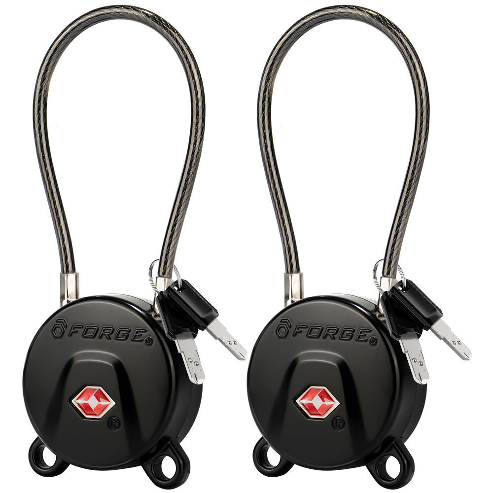 Forge TSA Approved Luggage Locks, Ultra-Secure Dimple Key Travel Locks,TSA006 Key System. Black 2 pk.