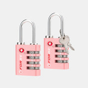 Dual-Opening TSA Approved Luggage Lock: Key or Combination Access, Heavy Duty. 2 Pink Locks