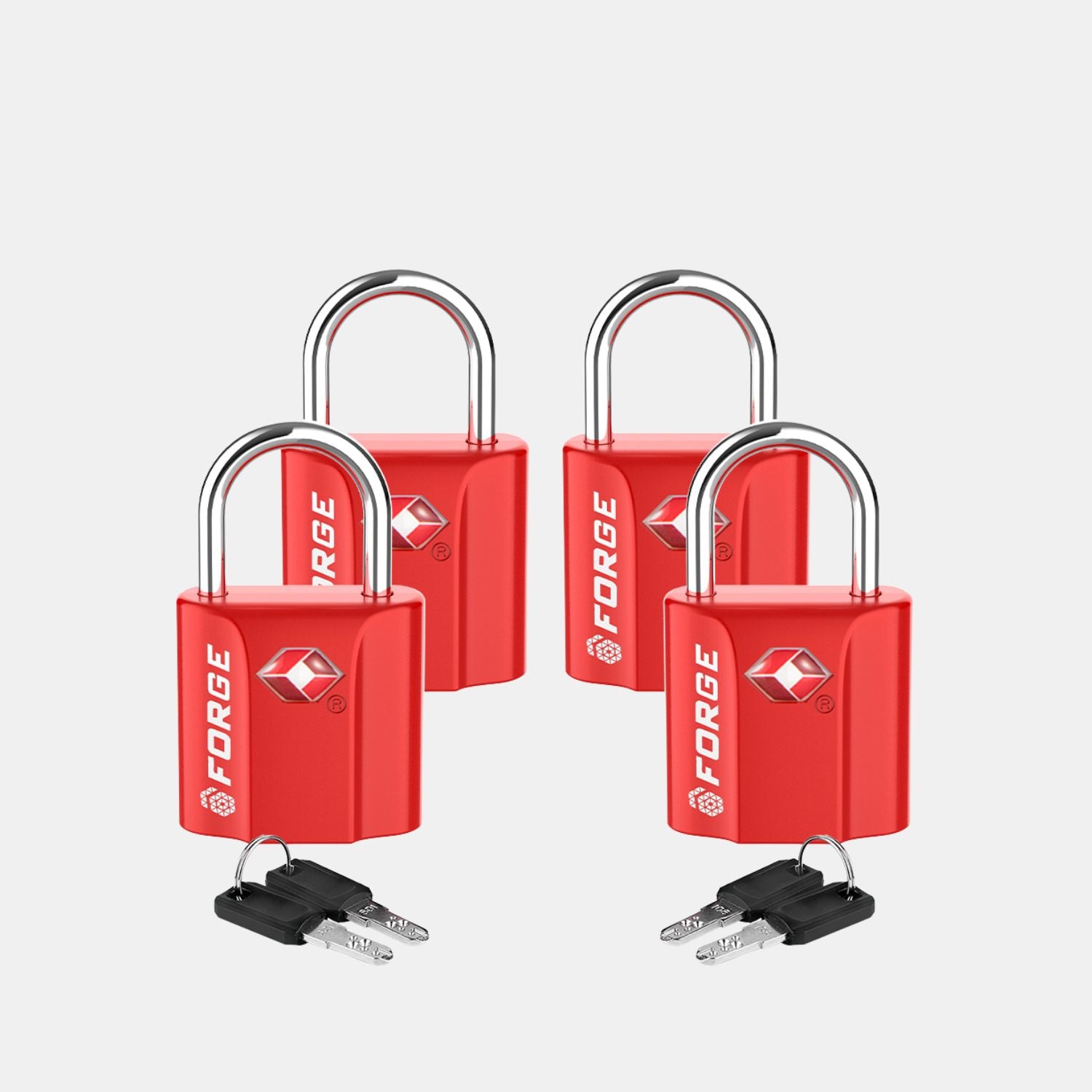 TSA Approved Dimple Key Luggage Lock - TSA006 Key, Ultra-Secure Small Size Lock. Red 4 Locks