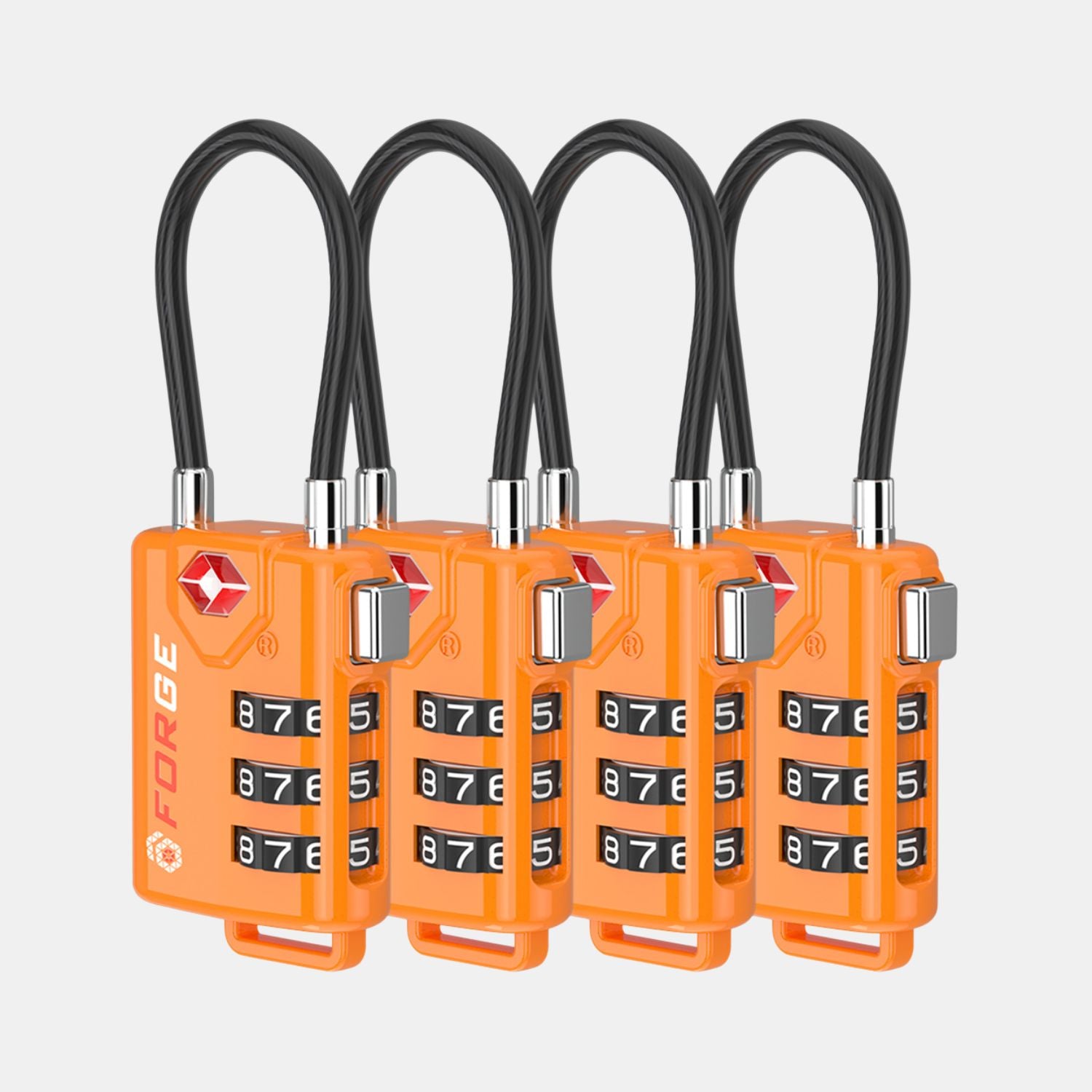 TSA Approved Cable Luggage Lock with Easy-to-Read Dials, Orange 2 Locks
