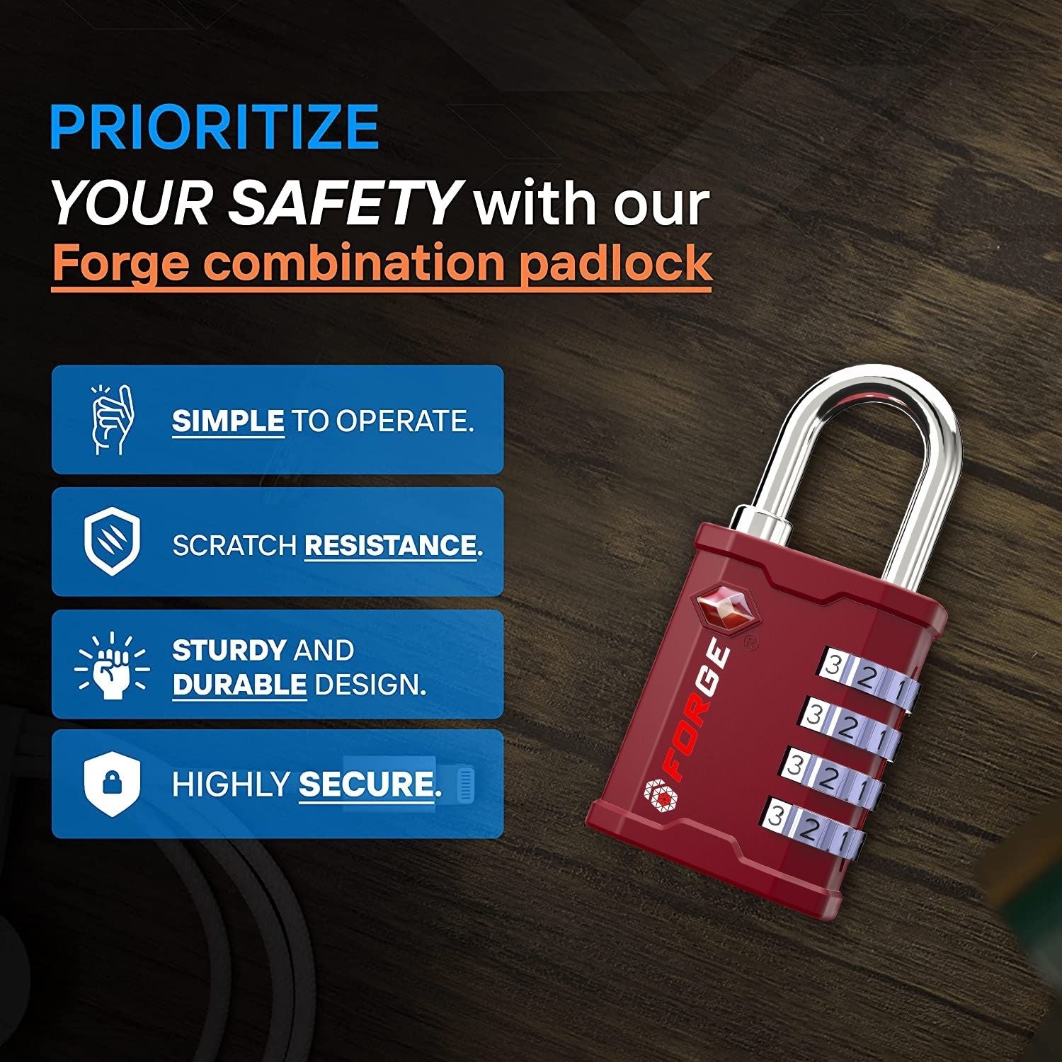 Forge Heavy Duty TSA Approved Lock for Toolbox and Case with TSA006 Key, Red 2 Locks