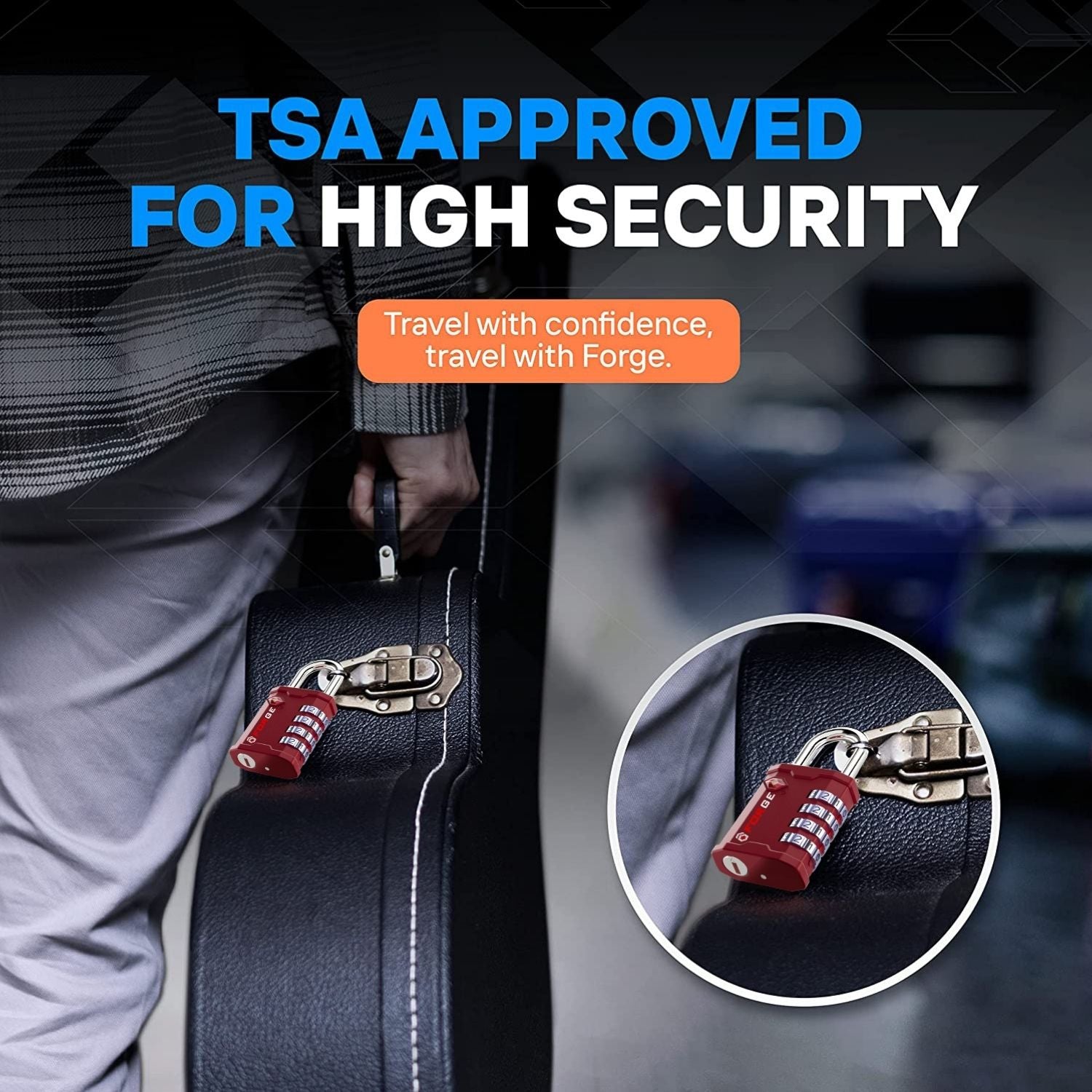 Forge Heavy Duty TSA Approved Lock for Toolbox and Case with TSA006 Key, Red 2 Locks