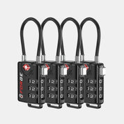 TSA Approved Cable Luggage Lock with Easy-to-Read Dials, Black 6 Locks