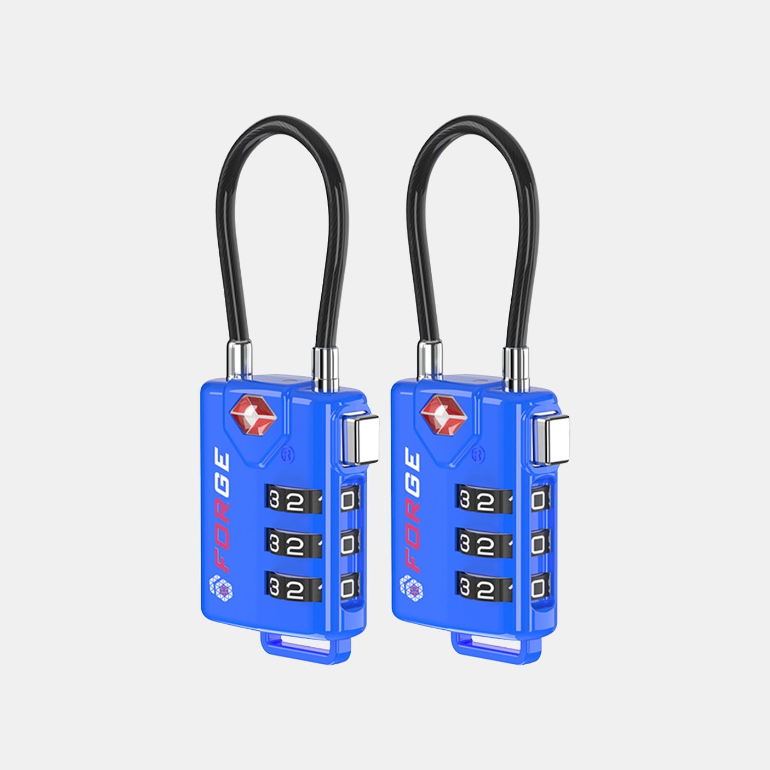 TSA Approved Cable Luggage Lock with Easy-to-Read Dials, Blue 4 Locks