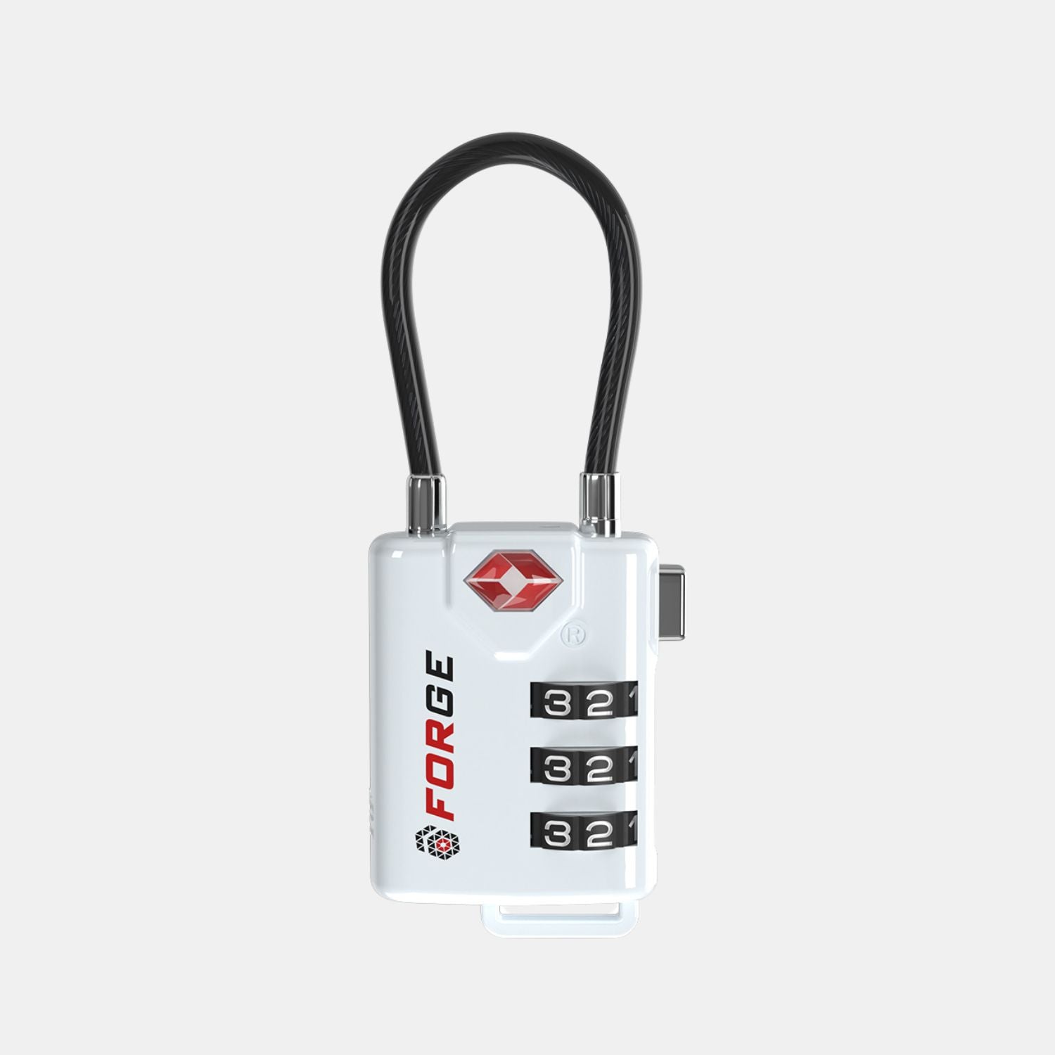 TSA Approved Cable Luggage Lock with Easy-to-Read Dials, White 2 Locks