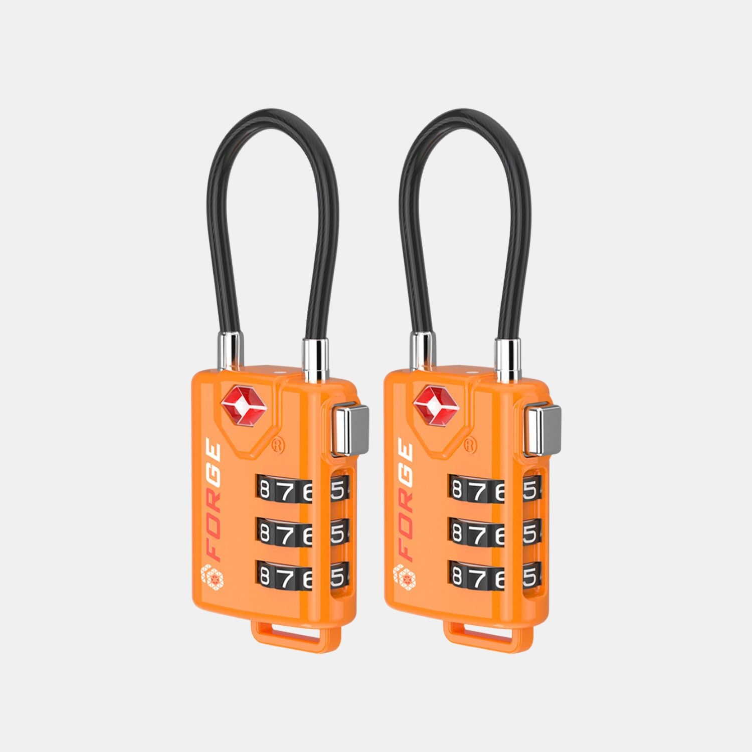 TSA Approved Cable Luggage Lock with Easy-to-Read Dials, Orange 2 Locks