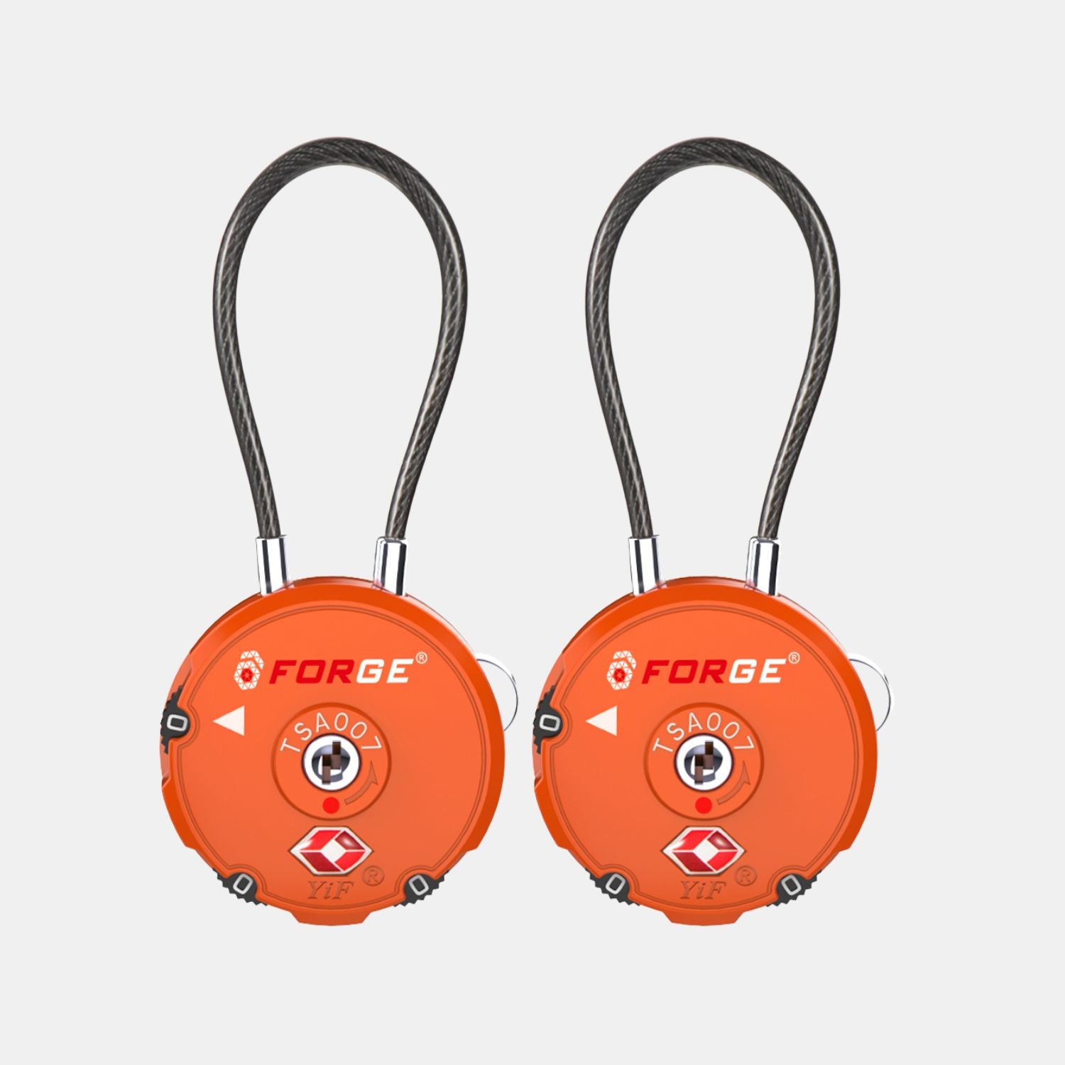 TSA Approved Round-Shaped Luggage Lock: Combination, Easy to Set, Use. Orange 2 Locks