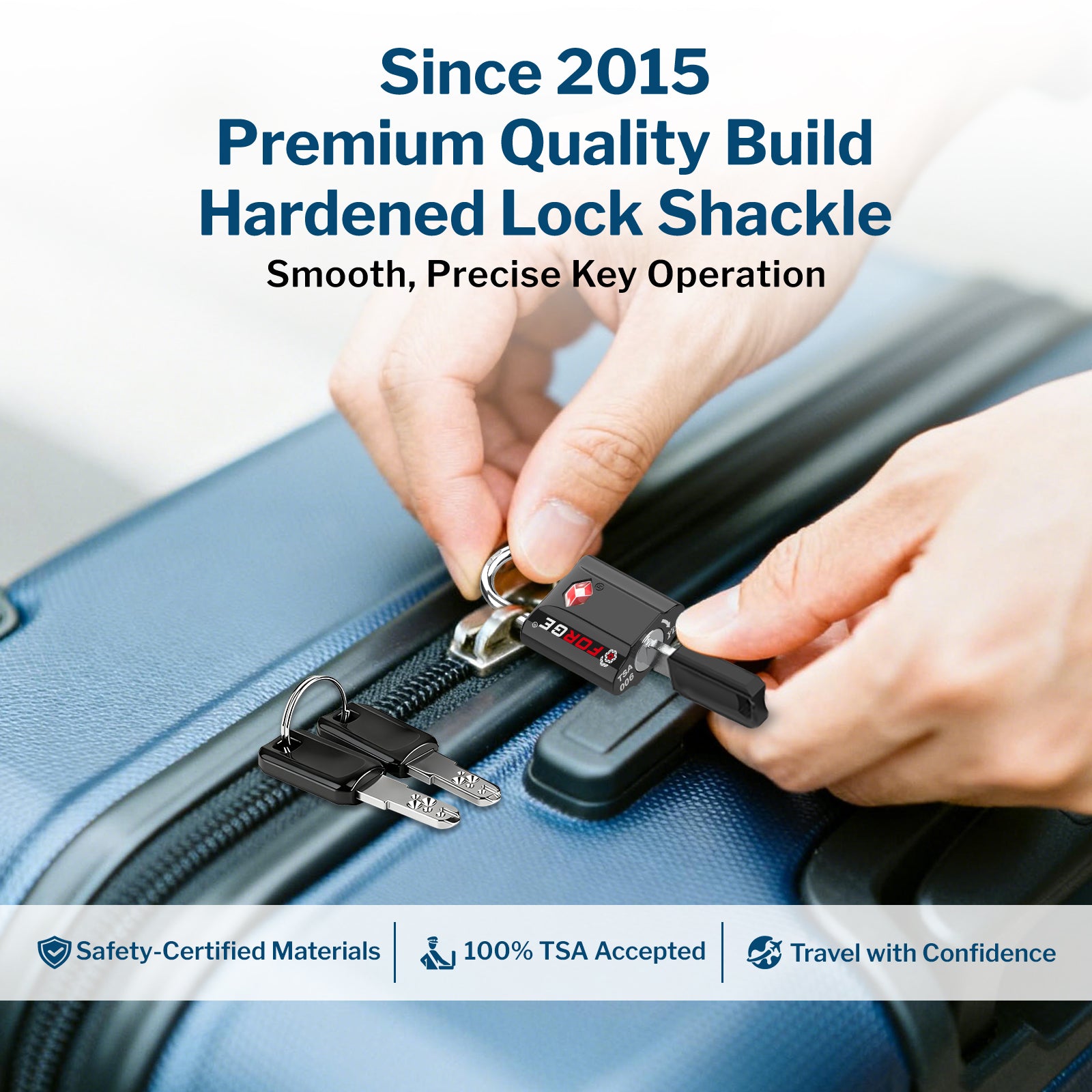 Candado para equipaje con llave de puntos aprobado por la TSA - Llave TSA006, candado pequeño ultraseguro. Negro, 8 candados.