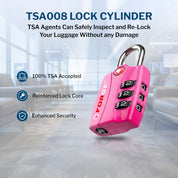 TSA-Approved Luggage Locks: 3-Digit Combination, Open Alert Indicator,Model 12022, 4 Color Locks #2