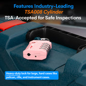 Forge Heavy-Duty TSA008 Lock Cylinder, 4-Digit & Open Alert, for Pelican Case, Toolbox, Gym Locker (Pink, 1-Pack)