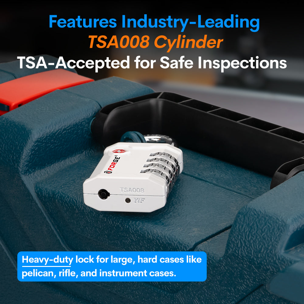 Forge Heavy-Duty TSA008 Lock for Pelican Case & Toolbox | White 1-Pack