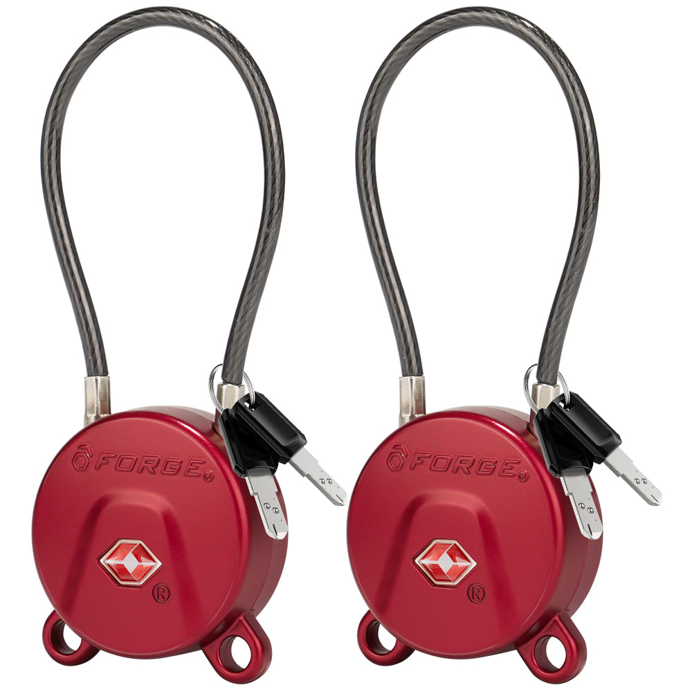 TSA Approved Luggage Locks, Ultra-Secure Dimple Key Travel Locks,TSA006 Key Cylinder, Red 2 Locks, Model Koala