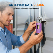 Combination Lock for Locker, 4-Digit Padlock with Code for Gym, School, Home & Work, Shackle Height: 1.77 in, 1-Pack, Model CL-42 purple