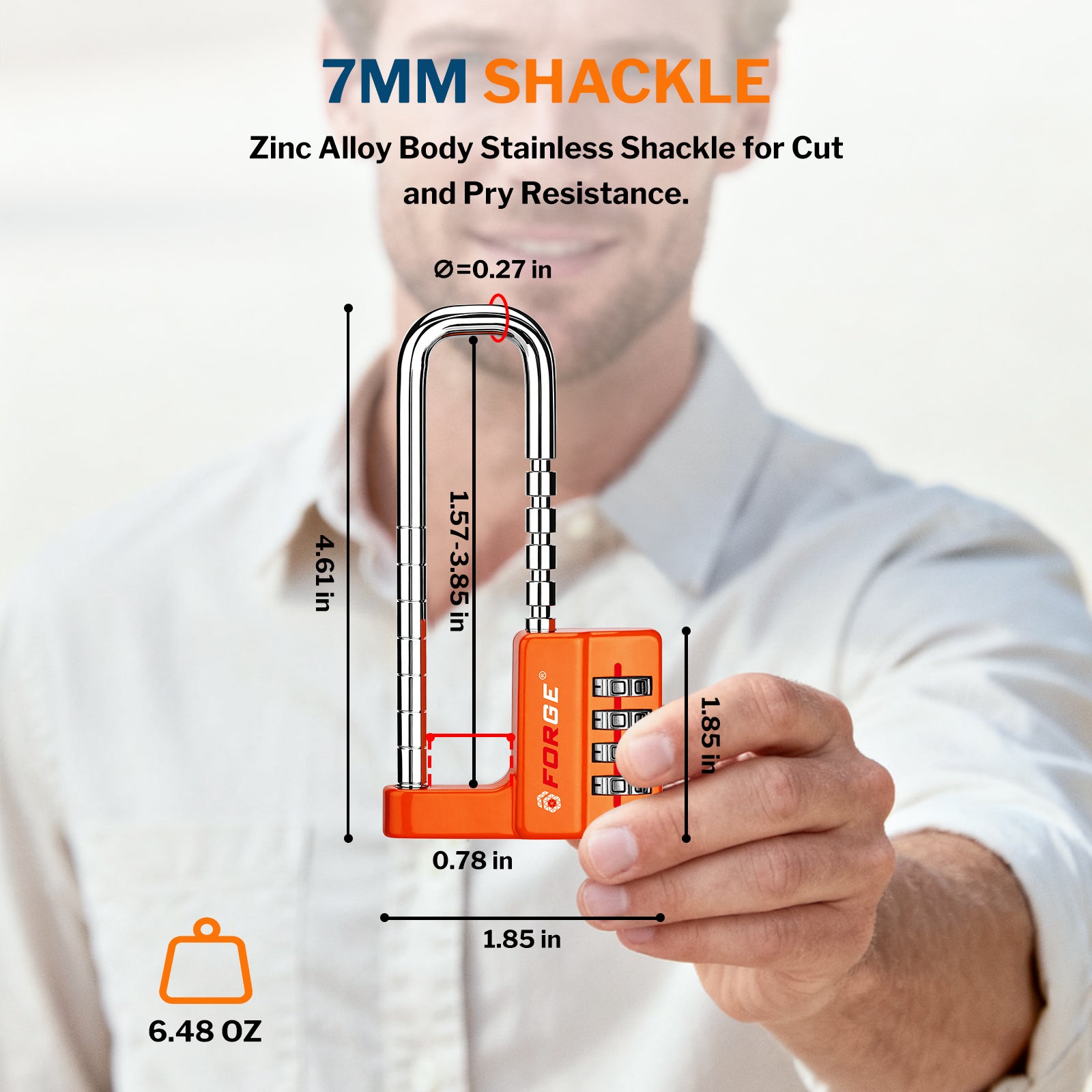 Cabinet LockCombination PadlockStainless Steel Gym Locker Lock Code Long Adjustable Shackle for Outdoor School Gym Sports lockers Fences Orange 1 pack