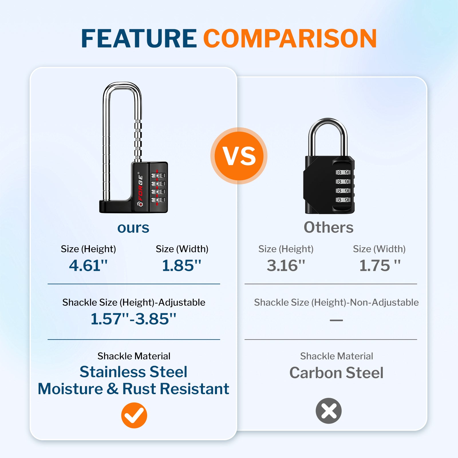 Cabinet LockCombination PadlockStainless Steel Gym Locker Lock Code Long Adjustable Shackle for Outdoor School Gym Sports lockers Fences balck 1 pack