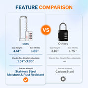 Cabinet LockCombination PadlockStainless Steel Gym Locker Lock Code Long Adjustable Shackle for Outdoor School Gym Sports lockers Fences Silver 1 pack