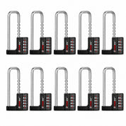 Forge Heavy-Duty Combination Locks, Waterproof & Adjustable Long Shackle, Black, 10-Pack