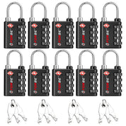 New431B_Dual-Opening TSA Approved Luggage Lock: Key or Combination Access, Heavy Duty. 4 Black Locks