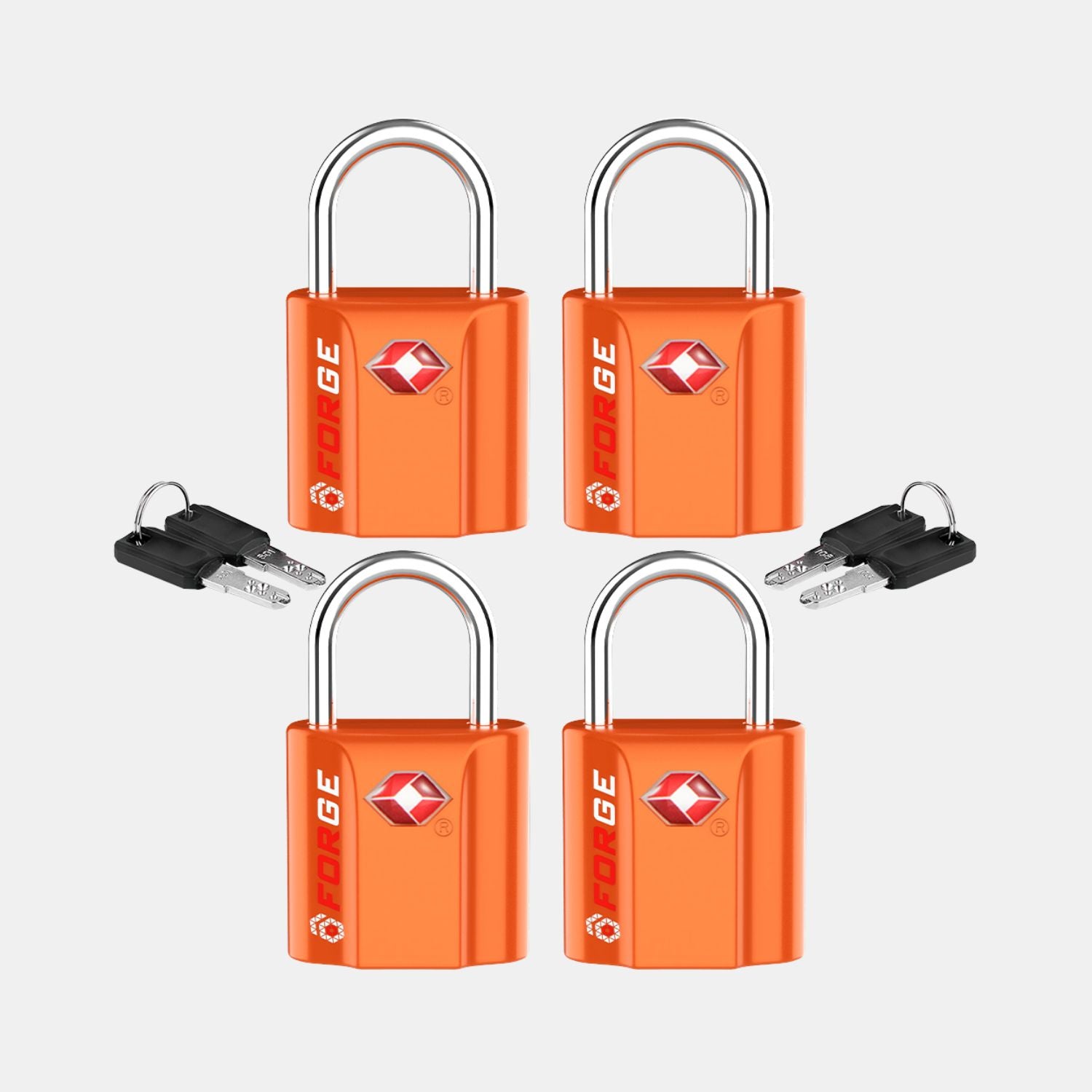 TSA Approved Dimple Key Luggage Lock - TSA006 Key, Ultra-Secure Small Size Lock. Orange 2 Locks