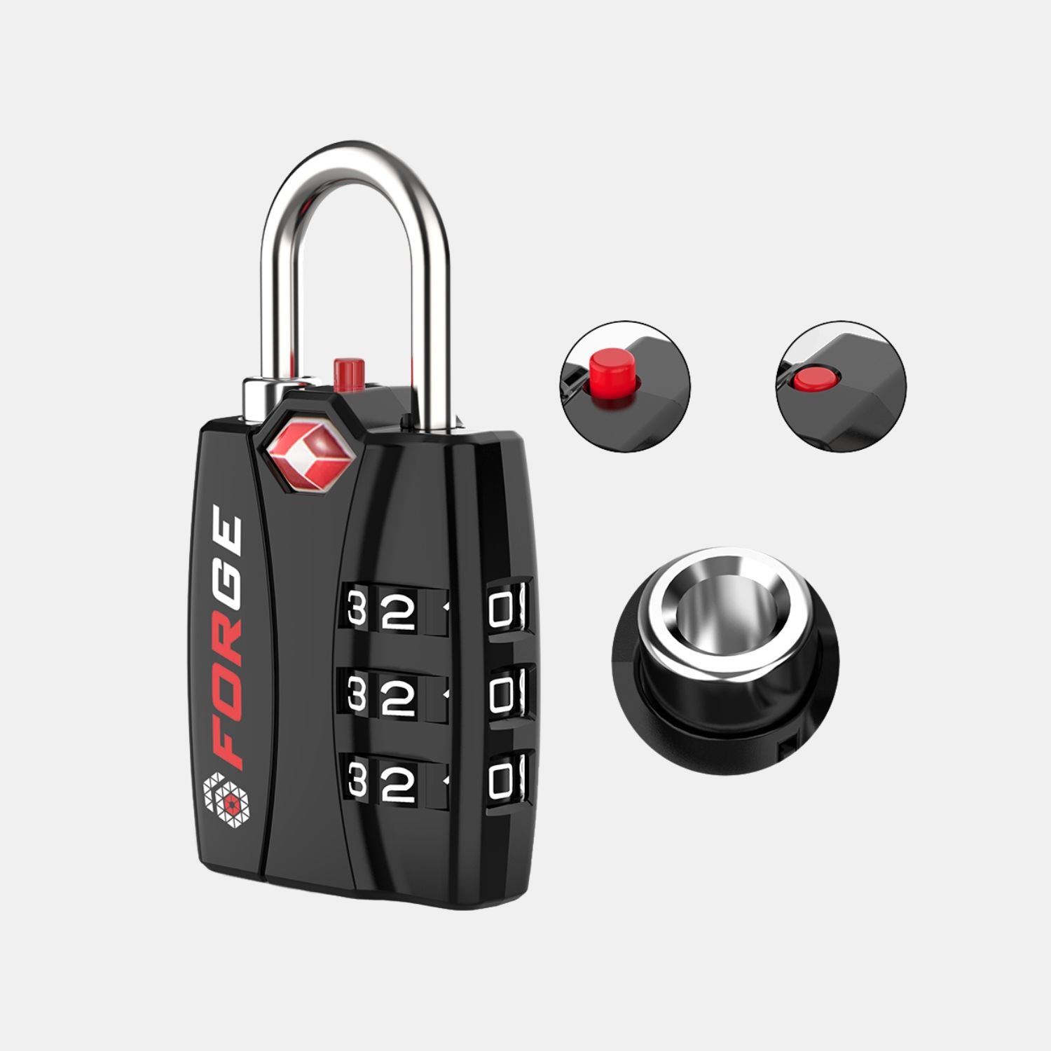 TSA-Approved Luggage Locks: 3-Digit Combination, Open Alert Indicator, Matt Black 2 Locks