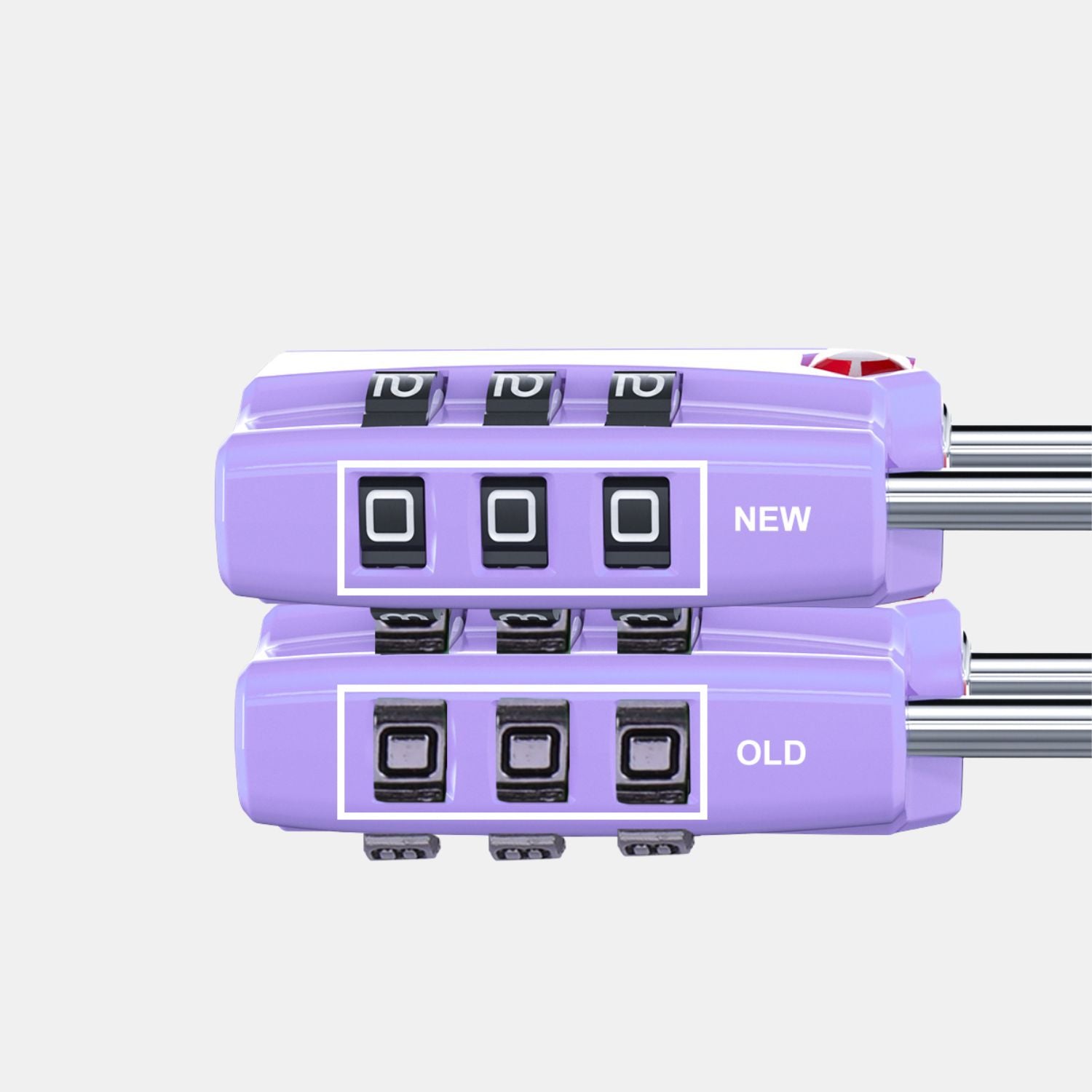 TSA-Approved Luggage Locks: 3-Digit Combination, Open Alert Indicator, Light Purple 4 Locks