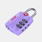 TSA-Approved Luggage Locks: 3-Digit Combination, Open Alert Indicator, Light Purple 4 Locks