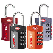 TSA Approved 4-Digit Combination Locks for Luggage and Suitcases. Open Alert, Alloy Body. 4 colors 4 pk.