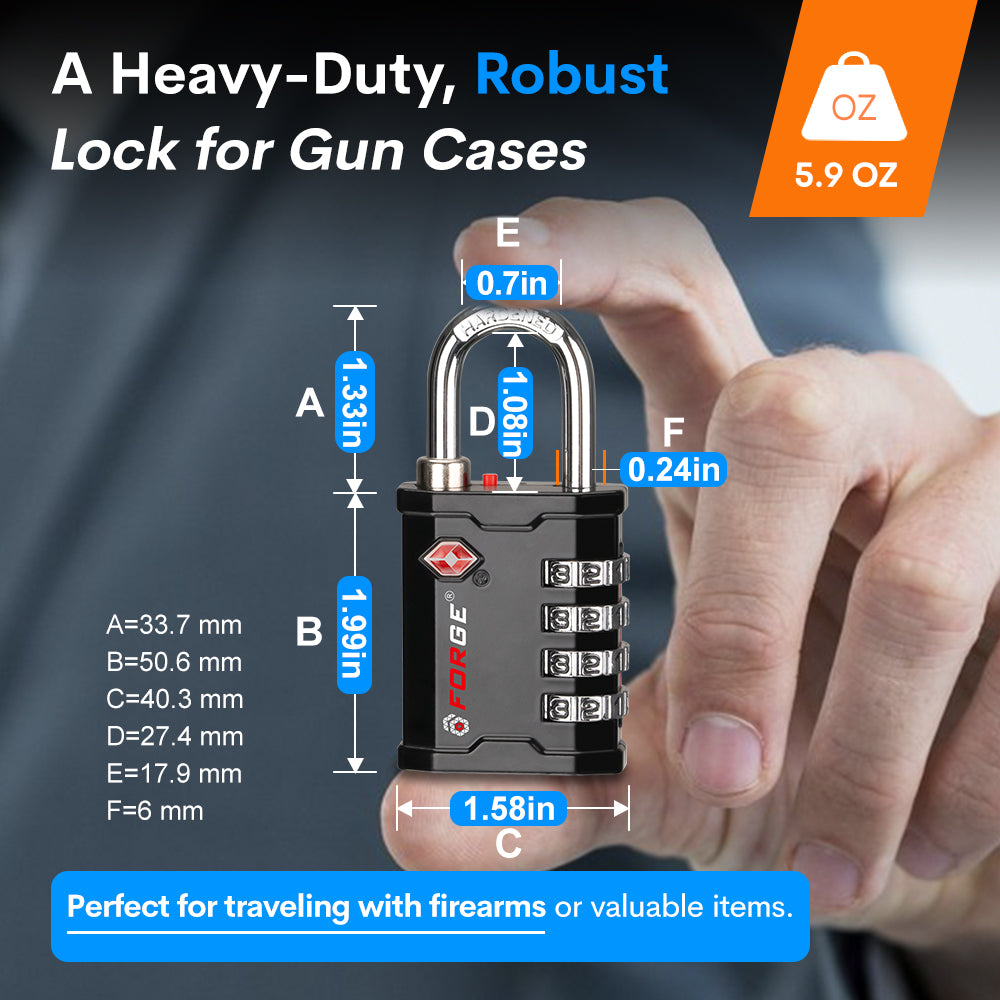 Heavy Duty TSA Approved Lock for Toolbox and Case with TSA006 Key, Black 3 Locks. Model 17067.