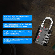 Heavy Duty TSA Approved Lock for Toolbox and Case with TSA006 Key, Black 3 Locks. Model 17067.