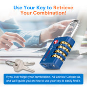 Dual-Opening TSA Approved Luggage Lock: Key or Combination Access, Heavy Duty. 2 Blue Locks