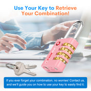 Dual-Opening TSA Approved Luggage Lock: Key or Combination Access, Heavy Duty. 2 Pink Locks
