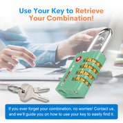 Dual-Opening TSA Approved Luggage Lock: Key or Combination Access, Heavy Duty. 2 Green Locks