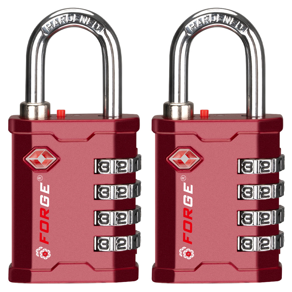 Candado Forge Heavy Duty TSA aprobado para caja de herramientas y maletín con llave TSA006, rojo, 2 candados. Garantía de por vida incluida. 