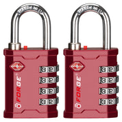 Candado Forge Heavy Duty TSA aprobado para caja de herramientas y maletín con llave TSA006, rojo, 2 candados. Garantía de por vida incluida. 