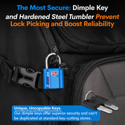 TSA Approved Dimple Key Luggage Lock - TSA006 Key, Ultra-Secure Small Size Lock. 4 Colors.