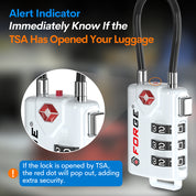 TSA Approved Cable Luggage Lock with Easy-to-Read Dials, White 2 Locks