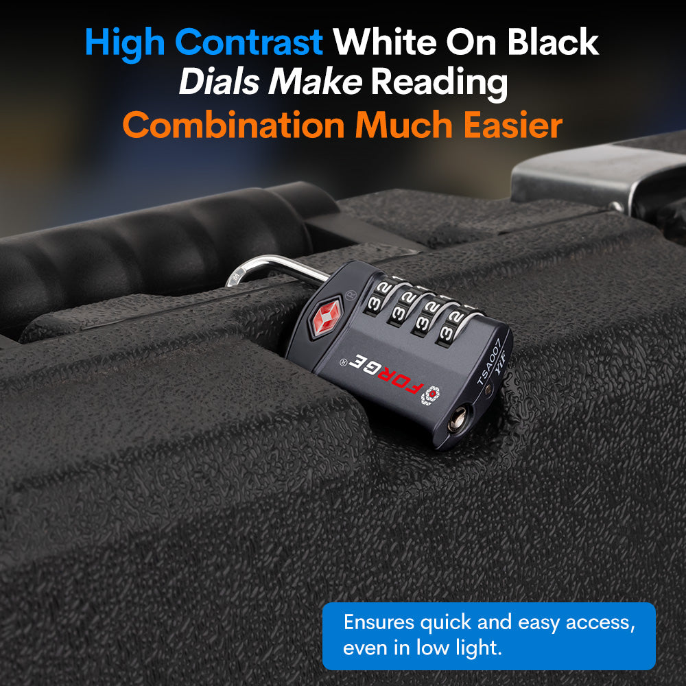 Forge TSA Approved 4-Digit Combination Locks for Luggage and Suitcases. Open Alert, Alloy Body, Grey 4 Locks