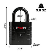 Forge Fingerprint Padlock, Unlock in Seconds – No App Needed Fingerprint Lock with All-Metal Build, Black 1 Pack
