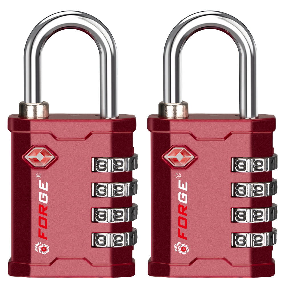 Forge Heavy Duty TSA Approved Lock for Toolbox and Case with TSA006 Key, Red 2 Locks.  Lifetime Warranty Included.