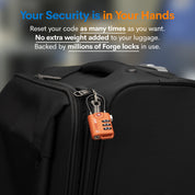Forge TSA Approved Cable Luggage Lock with Easy-to-Read Dials, Orange 2 Locks