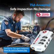TSA Approved Cable Luggage Lock with Easy-to-Read Dials, White 2 Locks