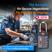 Forge TSA Approved 4-Digit Combination Locks for Luggage and Suitcases. Open Alert, Alloy Body, Grey 4 Locks