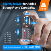 Forge TSA Approved 4-Digit Combination Locks for Luggage and Suitcases. Open Alert, Alloy Body, Grey 4 Locks