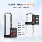 Cabinet LockCombination PadlockStainless Steel Gym Locker Lock Code Long Adjustable Shackle for Outdoor School Gym Sports lockers Fences balck 1 pack