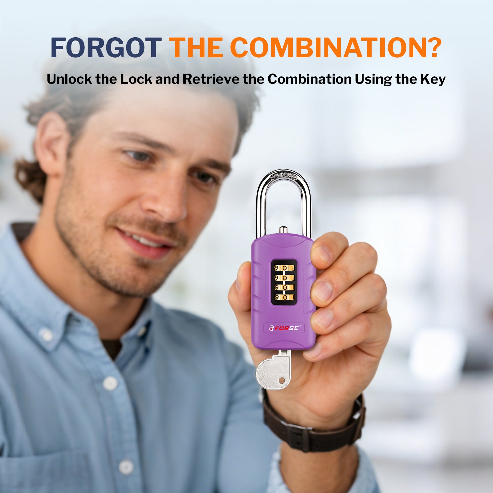 Combination Lock for Locker, 4-Digit Padlock with Code for Gym, School, Home & Work, Shackle Height: 1.77 in, 1-Pack, Model CL-42 purple